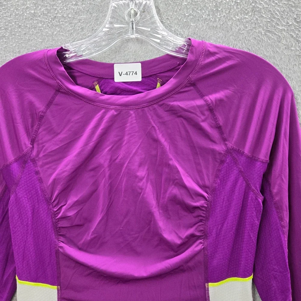 Lululemon Women Activewear Top 6 Purple Athletica Run Visibility Shirt Thumbhole